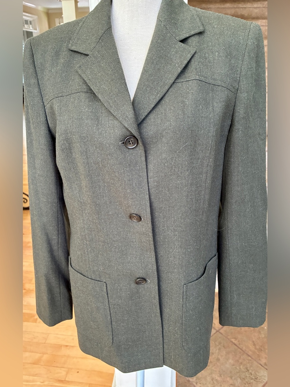 Talbots Olive Green Wool-Blend Blazer Jacket